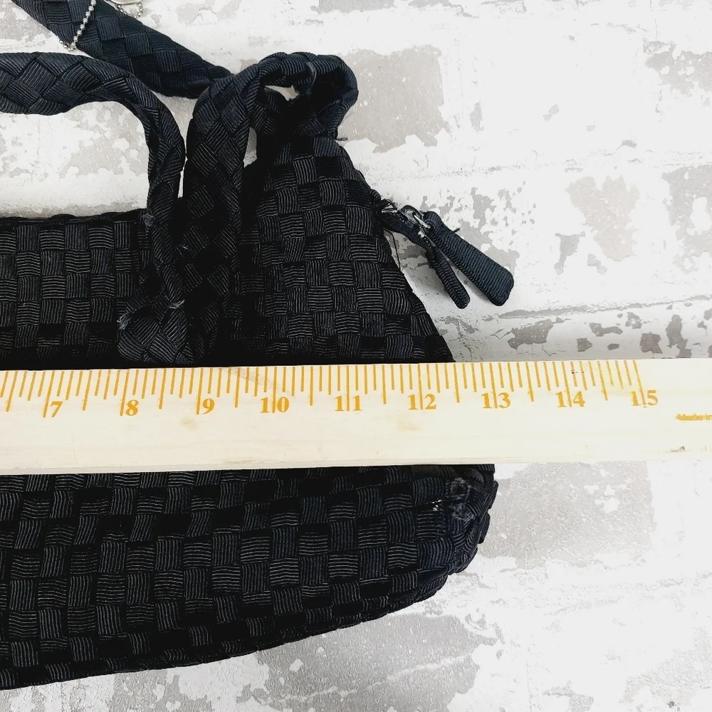 The SAK Baguette Purse Bag Black Crochet Woven Handbag Shoulder Bag 1014 - Picture 14 of 15